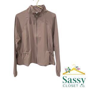 SPANX On The Move Cinch Back Jacket L Cappucino Brown NWOT Athleisure Lounge